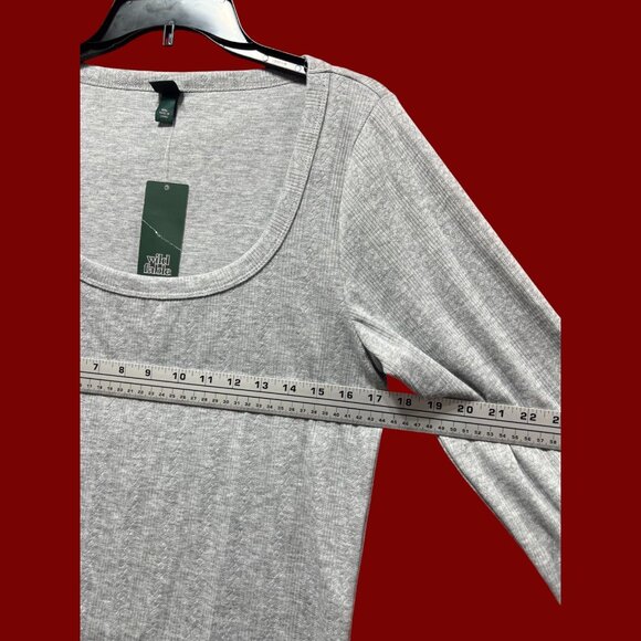 Wild Fable - Women's Long Sleeve Pointelle T-Shirt - Gray - XXL - Picture 3 of 13